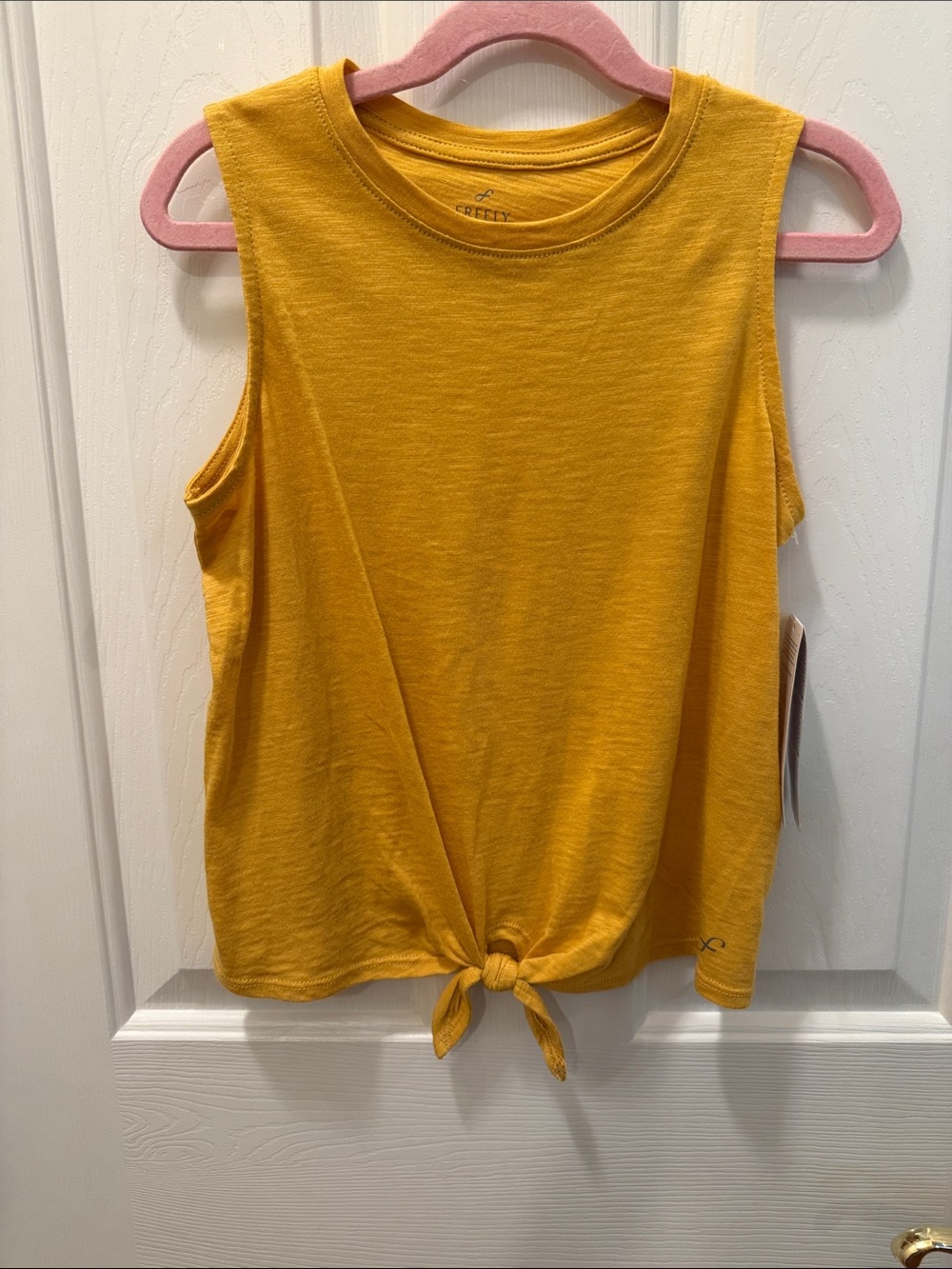 Girls' Tie-Front Tank Top in Mustard Yellow